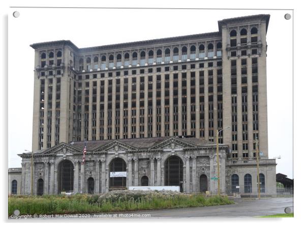 Derelict Michigan Central Station Acrylic by Robert MacDowall