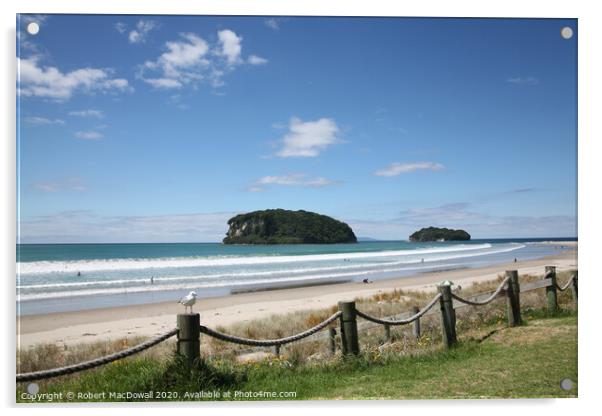 Beach at Whangamata, New Zealand Acrylic by Robert MacDowall