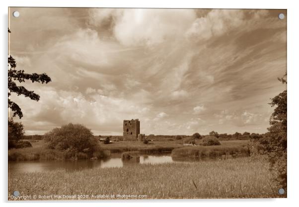 Threave Castle in Dumfries and Galloway (in sepia) Acrylic by Robert MacDowall