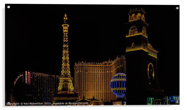 Las Vegas at night Acrylic by Kev Robertson