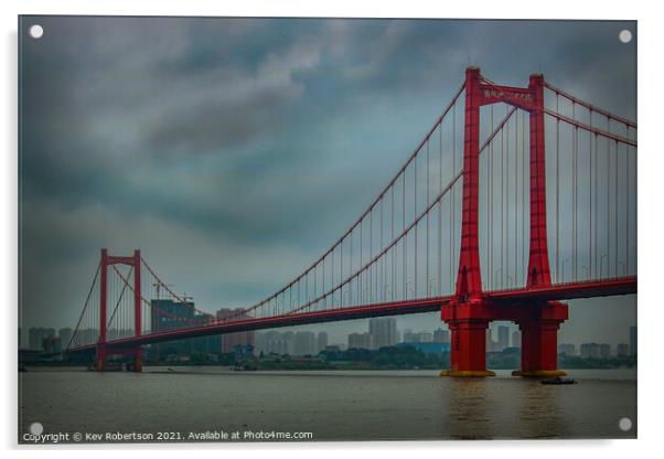 Wuhan Bridge Acrylic by Kev Robertson