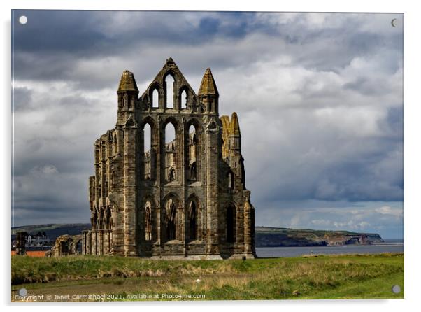 Majestic Ruins Overlooking Whitby Bay Acrylic by Janet Carmichael