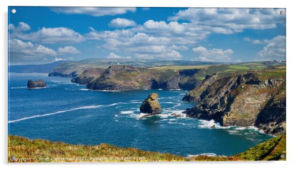 Cornish Coastline Acrylic by Janet Carmichael