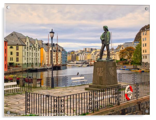 The Fisher Boy Statue at Alesund Acrylic by Janet Carmichael