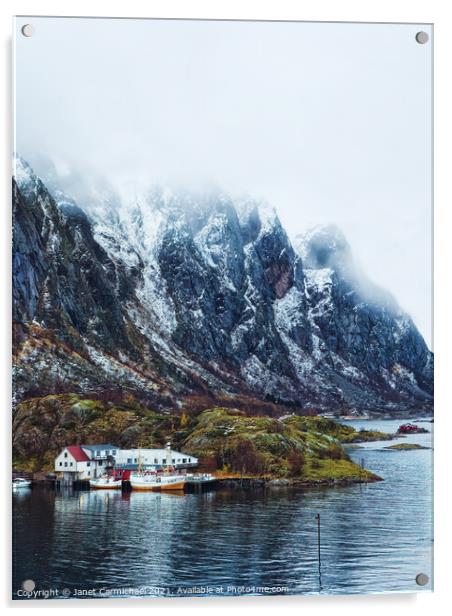 Mystical Lofoten Fjord Acrylic by Janet Carmichael