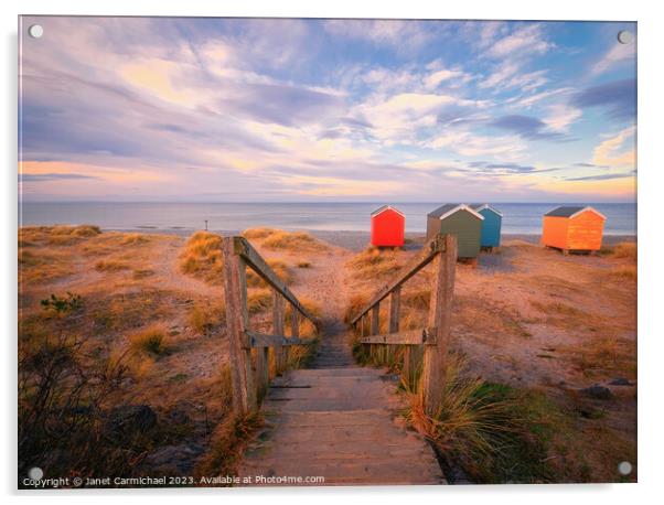 A Serene Dusk at Findhorn Beach Acrylic by Janet Carmichael