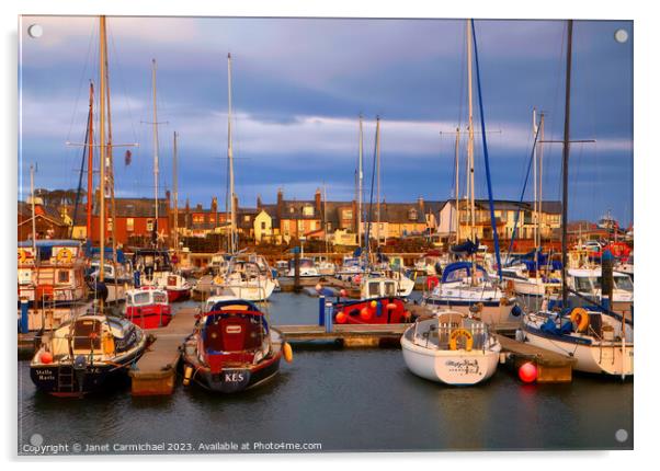 Bright and Bold Arbroath Harbour Acrylic by Janet Carmichael