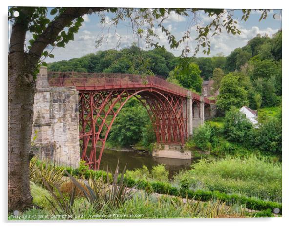 The Historic Iron Bridge Acrylic by Janet Carmichael