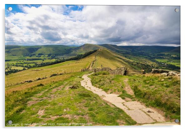 The Great Ridge Walk to Mam Tor Acrylic by Janet Carmichael