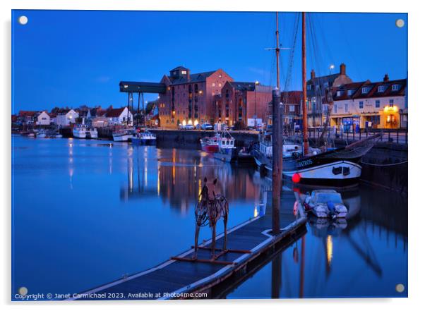 Wells Next the Sea at Night Acrylic by Janet Carmichael