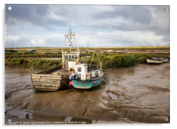 Working Fishing Boats in Norfolk Acrylic by Janet Carmichael