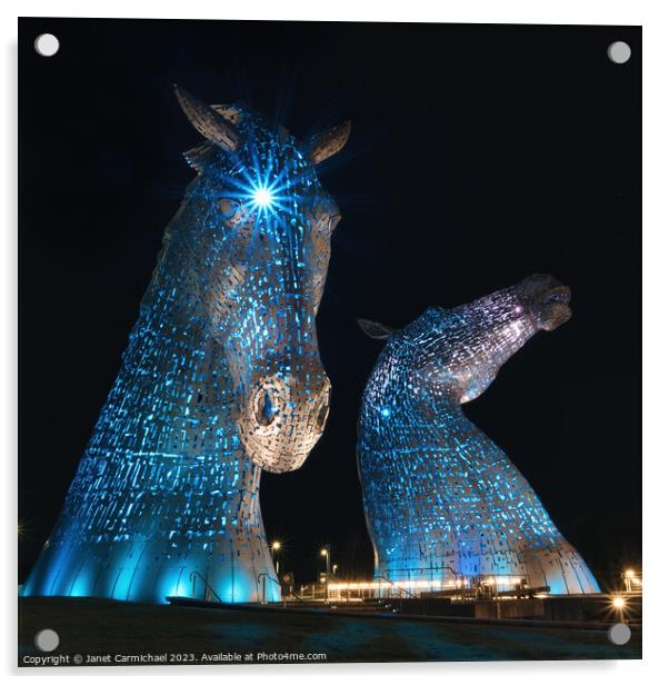 The Kelpies on St Andrews Day Acrylic by Janet Carmichael
