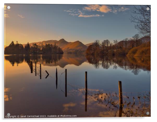 Sunset Approaches at Derwentwater Acrylic by Janet Carmichael