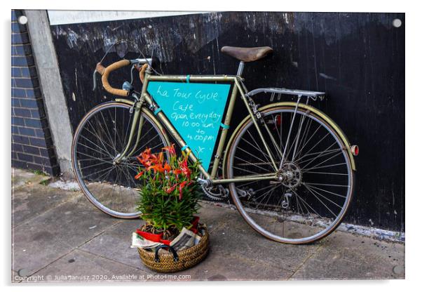 Cafe bicycle Acrylic by Julia Janusz