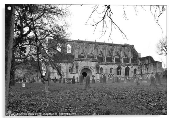 Malmesbury Abbey through the trees Acrylic by Ollie Hully