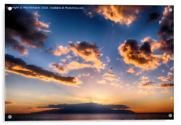 Sunset over La Gomera Acrylic by Paul Richards