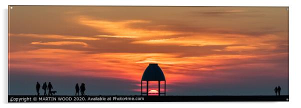 Folkestone beach shelter sunset 5 Acrylic by MARTIN WOOD