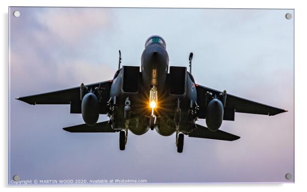 F-15 Eagle Landing Acrylic by MARTIN WOOD