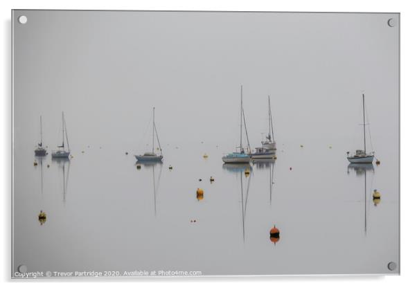 Grey Day Boats Acrylic by Trevor Partridge