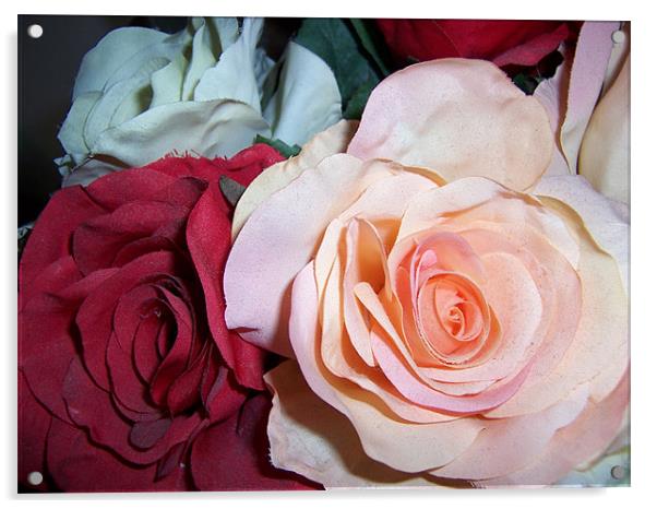 Fabric Roses Acrylic by Les Morris
