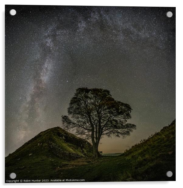 Sycamore Gap and Milky Way  Acrylic by Robin Hunter
