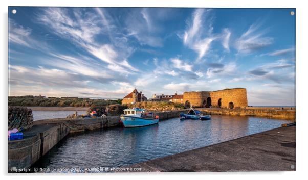 Beadnell Harbour Acrylic by Robin Hunter