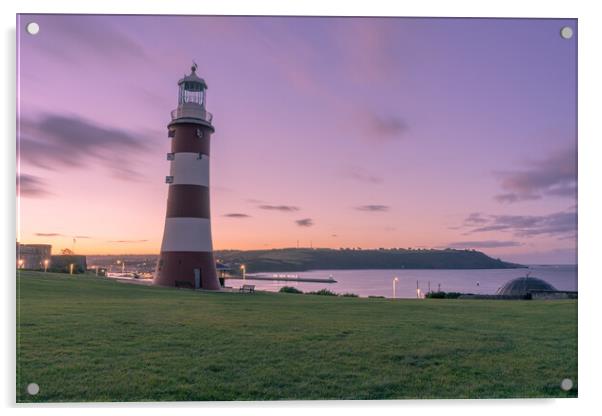 plymouth hoe smeaton's tower (lighthouse) Acrylic by Gareth Williams