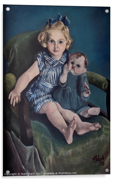 Girl with her Doll Painting Acrylic by Mark Ward