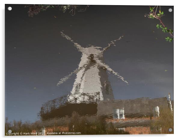 Rye Windmill Reflection Acrylic by Mark Ward
