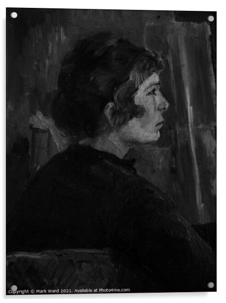 Monochrome Portrait of a Painting. Acrylic by Mark Ward