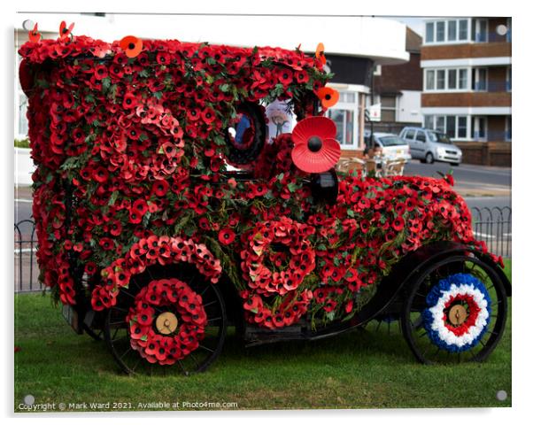 Poppy Car in Bexhill. Acrylic by Mark Ward