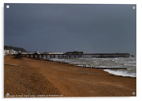 Hastings Pier in December. Acrylic by Mark Ward