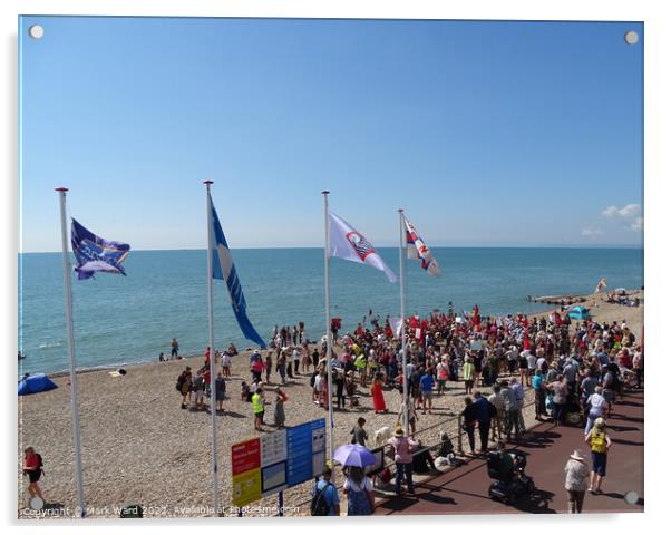 Hastings Sewage Protest. Acrylic by Mark Ward