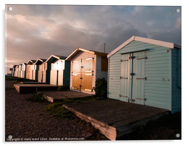 Glowing Autumn Beach huts Acrylic by Mark Ward