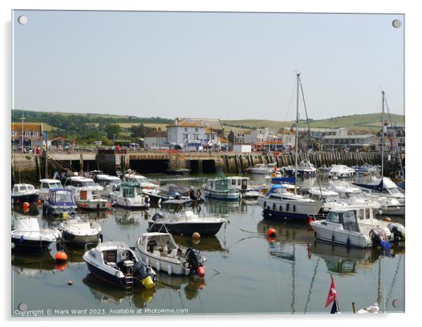 The Harbour in West Bay Dorset. Acrylic by Mark Ward