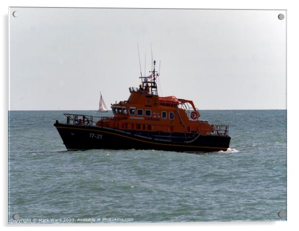 Newhaven Lifeboat on Patrol. Acrylic by Mark Ward