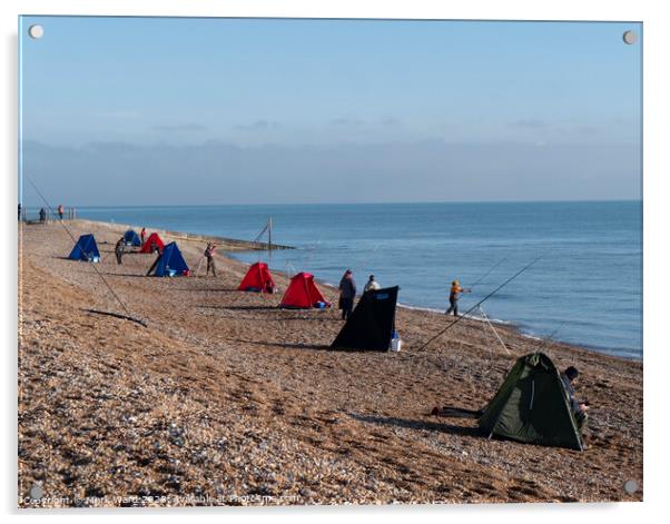 Sea Fishing on the Stade Beach in Hastings. Acrylic by Mark Ward