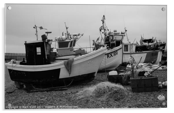 Beached Fishing Boats Acrylic by Mark Ward