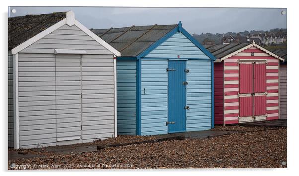The British Beach Hut. Acrylic by Mark Ward