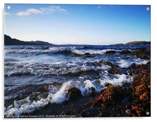 Waves on Loch Ewe Acrylic by Katrina Stewart