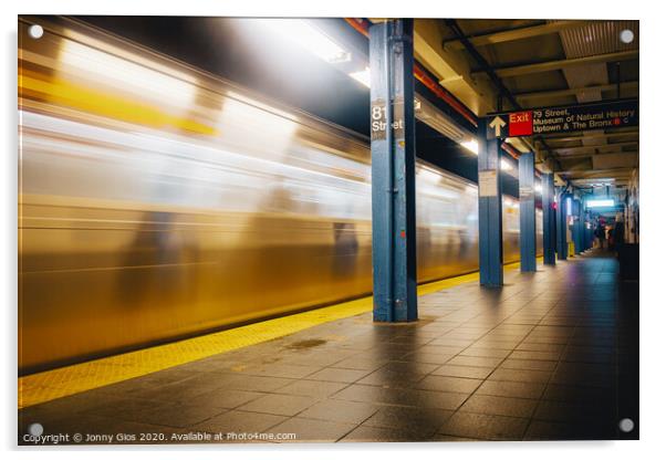 Passing Metro Train on 81st Street Acrylic by Jonny Gios