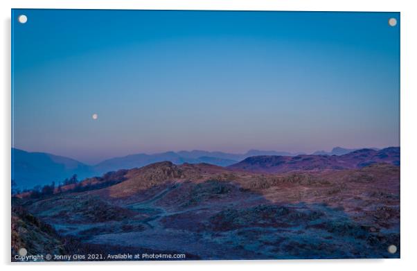 Moon set over the Langdales  Acrylic by Jonny Gios