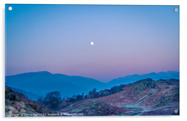 Moon Set in the Lake District  Acrylic by Jonny Gios
