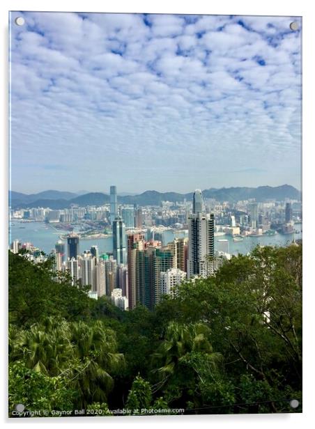 Hong Kong skyline Acrylic by Gaynor Ball