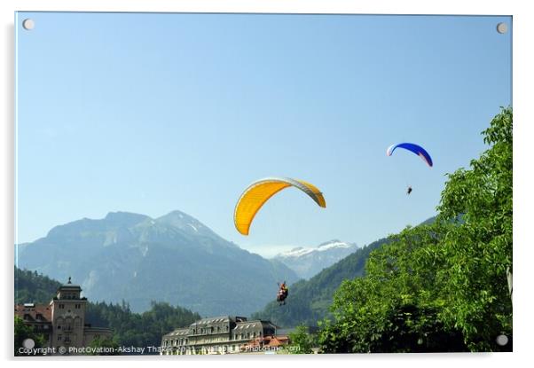 A group of people enjoying paragliding Acrylic by PhotOvation-Akshay Thaker