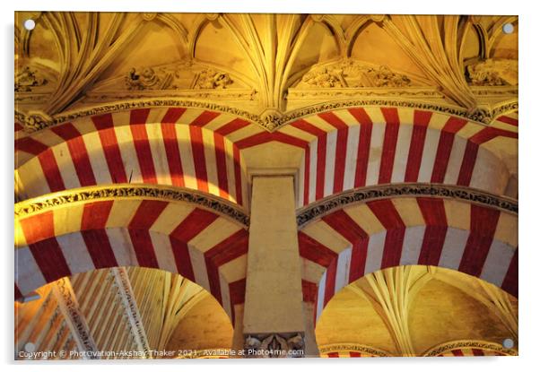 Arches and Pillars in Mezquita Cordoba Spain.  Acrylic by PhotOvation-Akshay Thaker