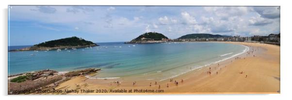 Panoramic view of pristine golden beach. Acrylic by PhotOvation-Akshay Thaker