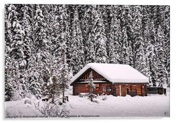 A beautiful winter landscape in Canadian rocky mountain. Acrylic by PhotOvation-Akshay Thaker
