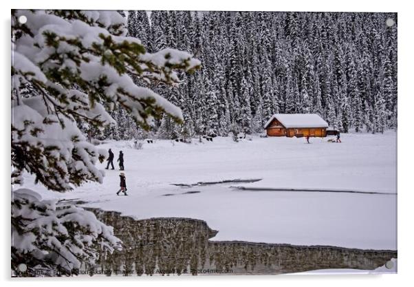 Canadian and Tourists are enjoying winter time  Acrylic by PhotOvation-Akshay Thaker