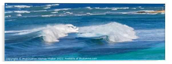 Dual wave surf in the pacific ocean, Hawaii Acrylic by PhotOvation-Akshay Thaker